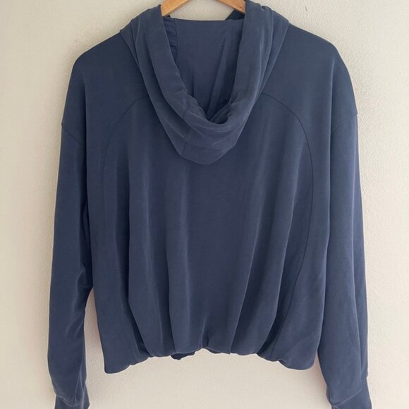 ATHLETA Dark Blue "SeaSoft" Silky Hooded Sweatshirt: New w/o Tags! SMALL PETITE - Picture 6 of 6